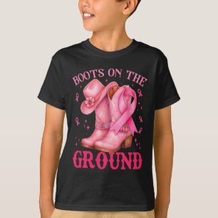 Boots on the Ground Pink Cowgirl Breast Cancer Wom T-Shirt