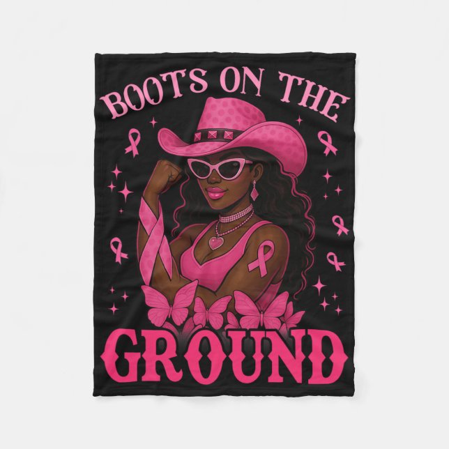 Boots on the Ground Pink Cowgirl Brustkrebs Wes Fleecedecke (Vorderseite)