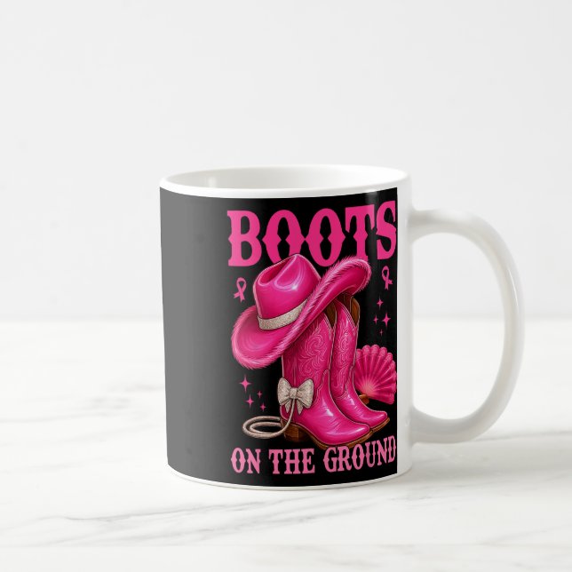 Boots on the Ground Pink Cowgirl Brustkrebs Wes Kaffeetasse (Rechts)
