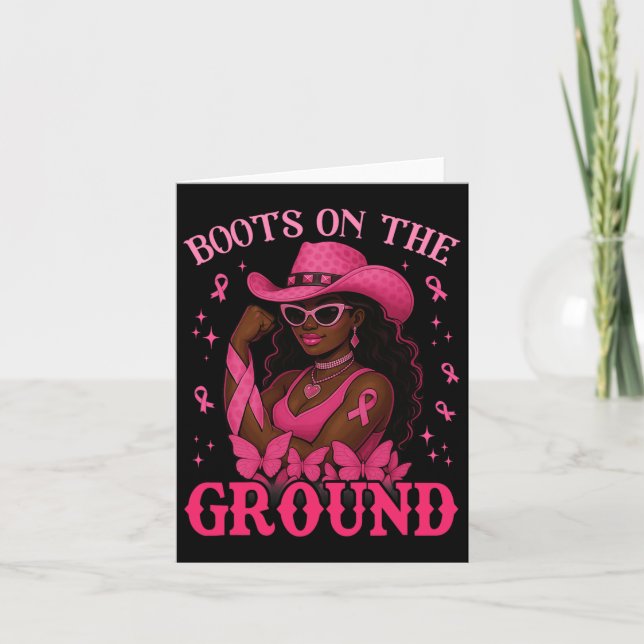 Boots on the Ground Pink Cowgirl Brustkrebs Wes Karte (Vorderseite)
