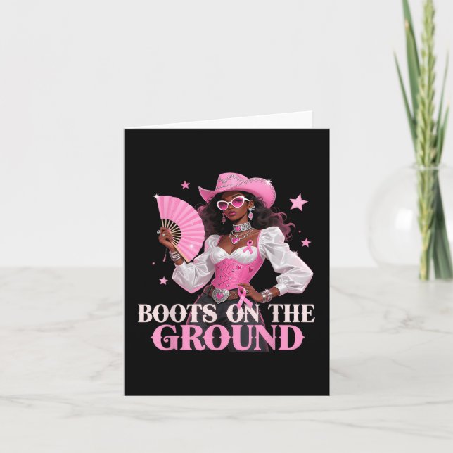 Boots on the Ground Pink Cowgirl Brustkrebs Wes Karte (Vorderseite)