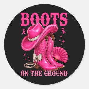 Boots on the Ground Pink Cowgirl Brustkrebs Wes Runder Aufkleber