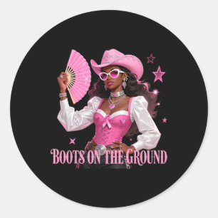 Boots on the Ground Pink Cowgirl Brustkrebs Wes Runder Aufkleber