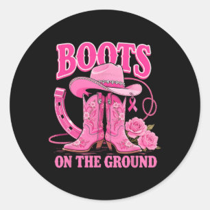 Boots on the Ground Pink Cowgirl Brustkrebs Wes Runder Aufkleber