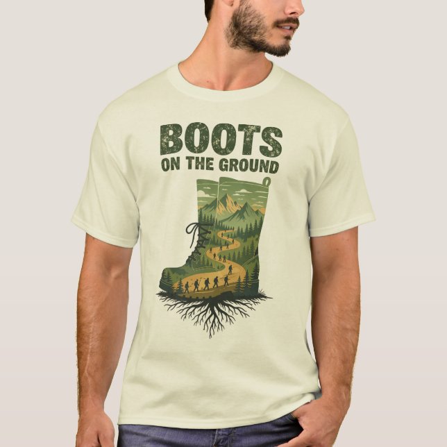 Boots on the Ground T Shirt - Double Exposure Art (Vorderseite)