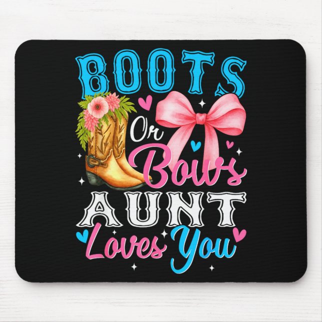 Boots Or Bows Aunt Loves You Gender Reveal Family  Mousepad (Vorne)