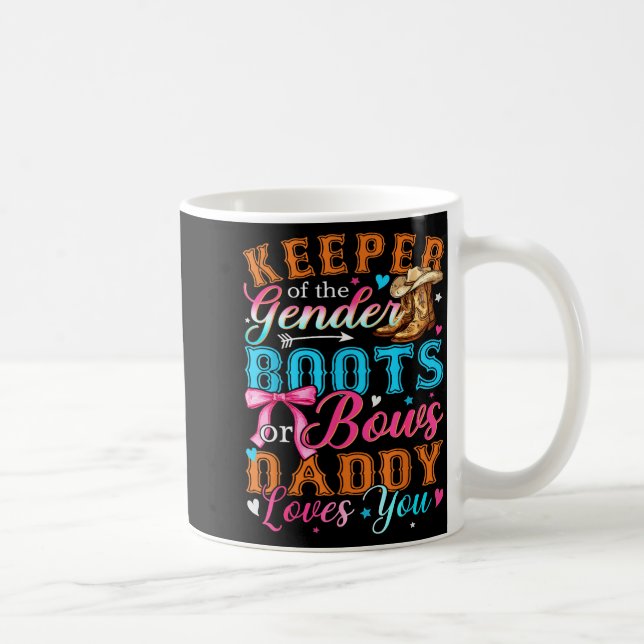 Boots Or Bows Daddy Loves You Gender Reveal Family Kaffeetasse (Rechts)
