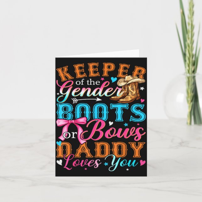 Boots Or Bows Daddy Loves You Gender Reveal Family Karte (Vorderseite)