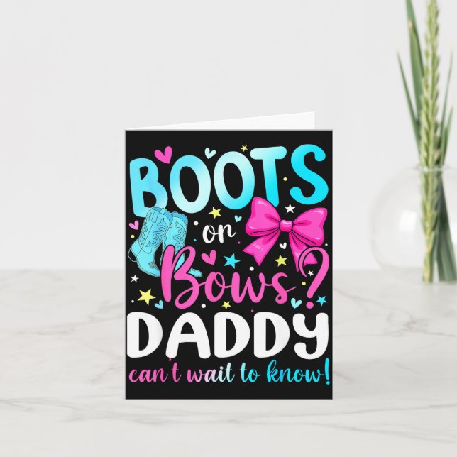 Boots Or Bows Daddy Loves You Gender Reveal Party  Karte (Vorderseite)