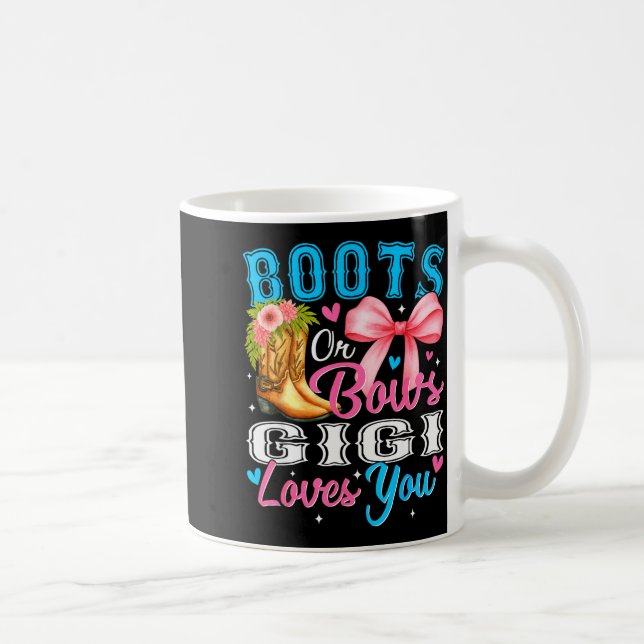 Boots Or Bows Gigi Loves You Gender Reveal Family  Kaffeetasse (Rechts)