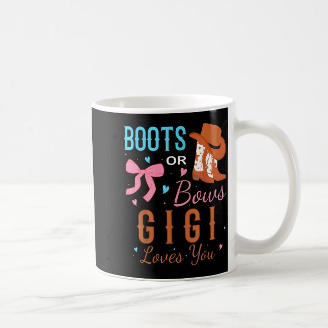 Boots Or Bows Gigi Loves You Gender Reveal Party  Kaffeetasse (Rechts)