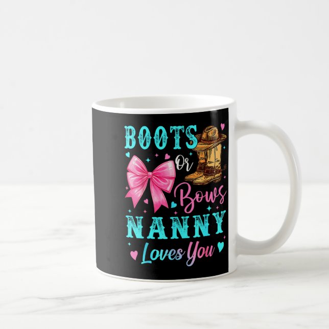 Boots Or Bows Nanny Loves You Gender Reveal Family Kaffeetasse (Rechts)