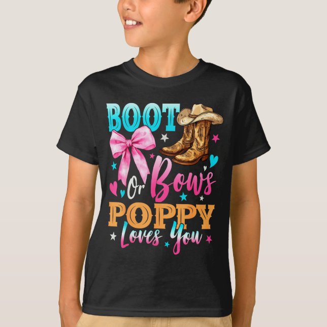 Boots Or Bows Ppy Loves You Gender Reveal Family  T-Shirt (Vorderseite)