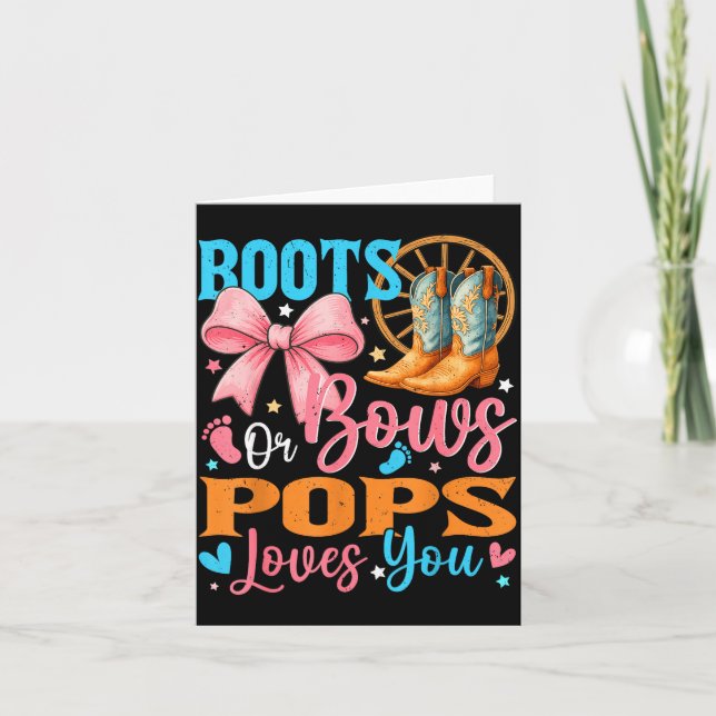 Boots Or Bows Ps Loves You Gender Reveal Family  Karte (Vorderseite)