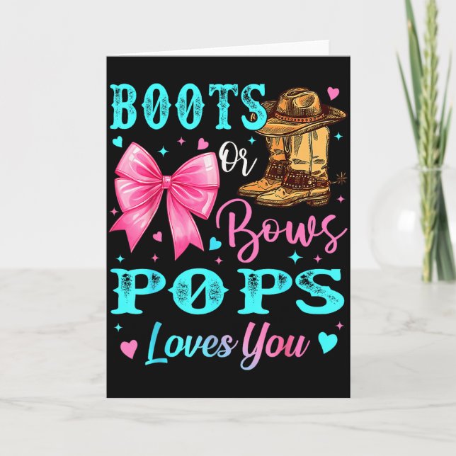 Boots Or Bows Ps Loves You Gender Reveal Family  Karte (Vorderseite)