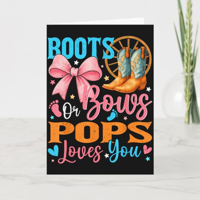 Boots Or Bows Ps Loves You Gender Reveal Family  Karte (Vorderseite)