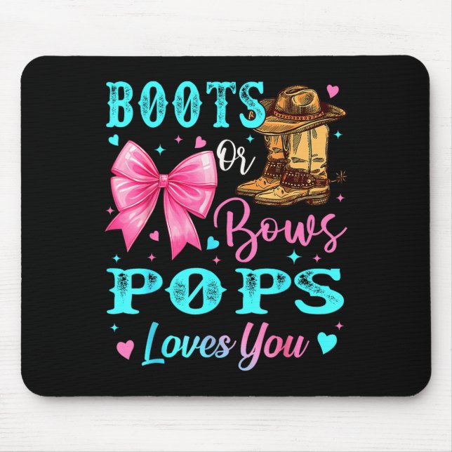 Boots Or Bows Ps Loves You Gender Reveal Family  Mousepad (Vorne)