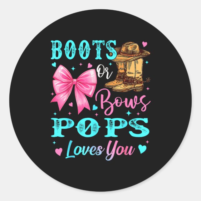 Boots Or Bows Ps Loves You Gender Reveal Family  Runder Aufkleber (Vorderseite)