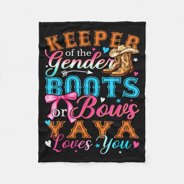 Boots Or Bows Yaya Loves You Gender Reveal Family  Fleecedecke (Vorderseite)