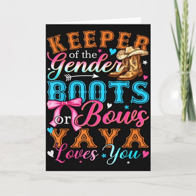 Boots Or Bows Yaya Loves You Gender Reveal Family  Karte (Vorderseite)