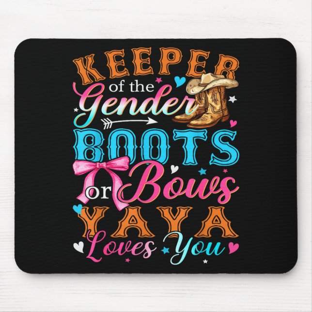 Boots Or Bows Yaya Loves You Gender Reveal Family  Mousepad (Vorne)