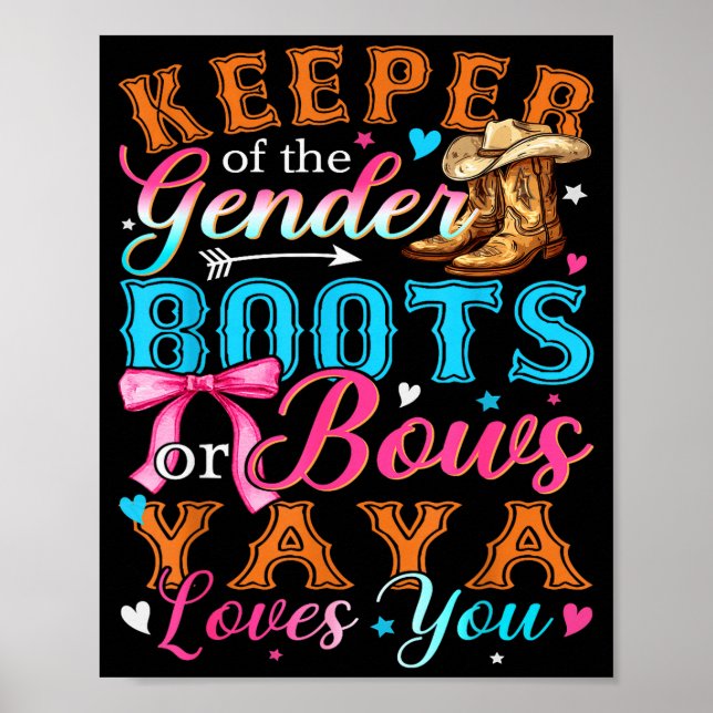 Boots Or Bows Yaya Loves You Gender Reveal Family  Poster (Vorne)