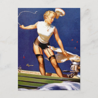 Boots-Pin-Up Postkarte