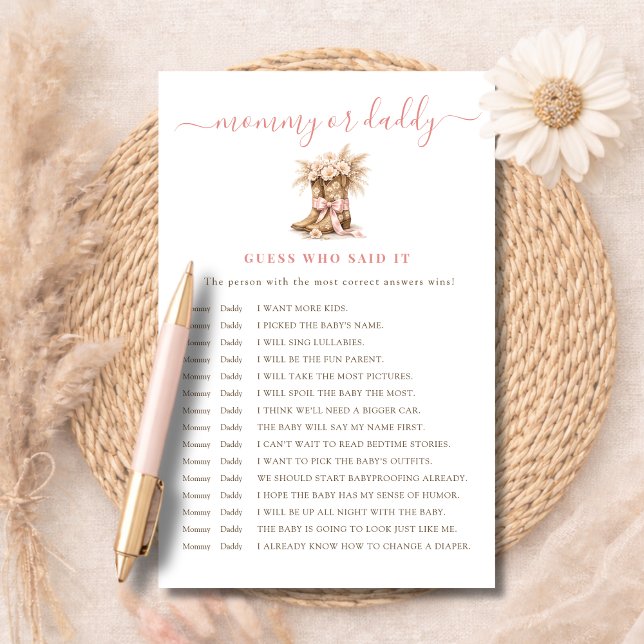 Boots & Pink Bow Mommy or Daddy Guess Who Said It (Von Creator hochgeladen)