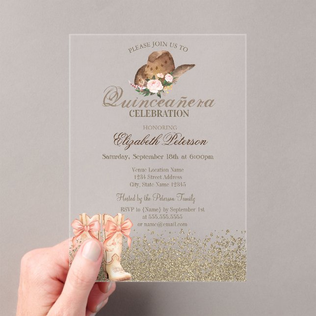 Boots Quinceañera Acryleinladungen (Insitu (Handheld))