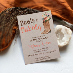 Boots und Bubbly Western Bridal Dusche Einladung