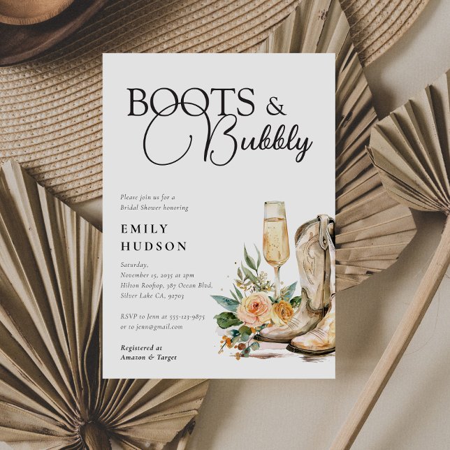 Boots und Bubbly Western Bridal Dusche Einladung (Von Creator hochgeladen)