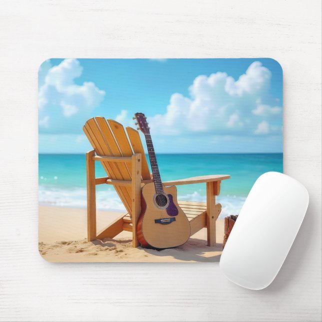 Boots und Gitarre am Strand Mousepad (Mit Mouse)