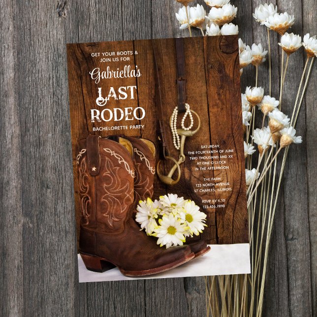 Boots White Daisies Letzte Rodeo Junggeselinnen-Ab Einladung (Von Creator hochgeladen)