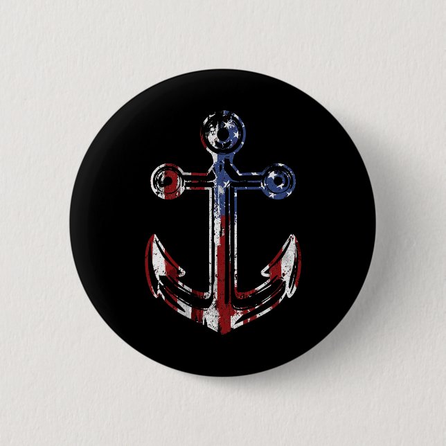 Bootsanker USA Amerikanische Flagge 4. Juli  Button (Vorderseite)