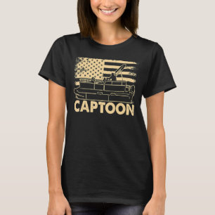 Bootsanleger Captoon Pontoon Captain Boat Lake US  T-Shirt