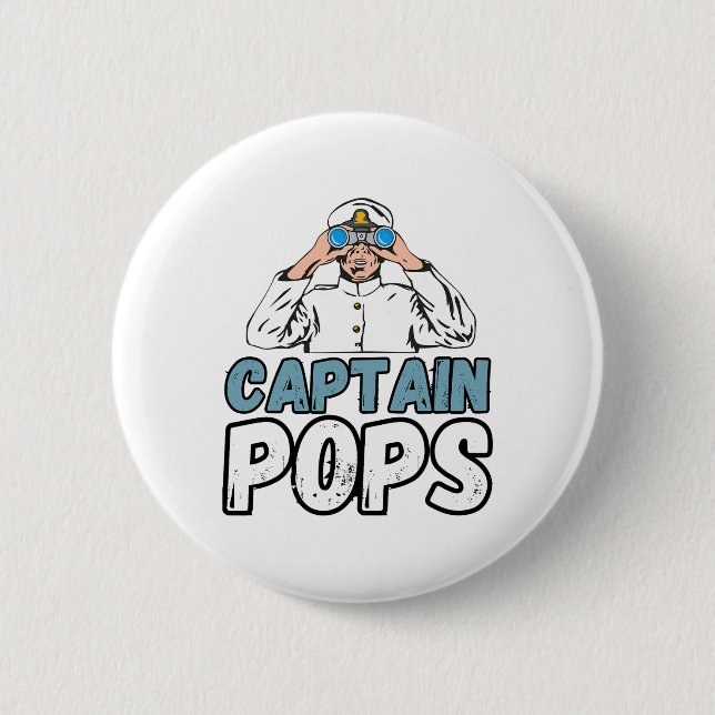 Bootsbesitzer Kapitän Pops Vater Pontoon Opa Button (Vorderseite)