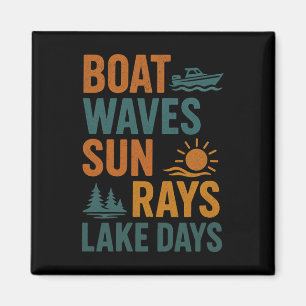 Bootschaft Sonnenstrahlen Seewellen Retro-Sommer - Magnet