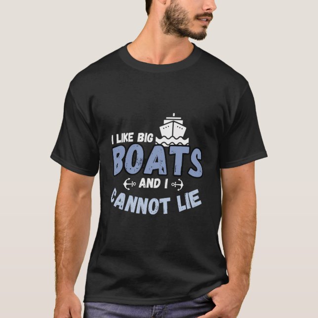 Bootseigentümer Ich mag Big Boats Pontoon Funny T-Shirt (Vorderseite)