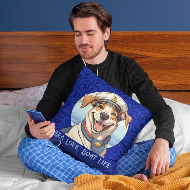 Bootsfahrer für nautische Hunde Kissen (Nautical Dog Gifts for Boat Owners Sailors Boater)