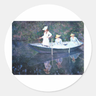 Bootsfahrerinnen - Claude Monet Runder Aufkleber