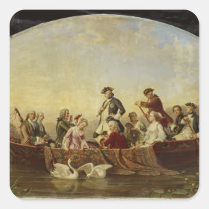 Bootsfahrt in Rheinsberg Quadratischer Aufkleber