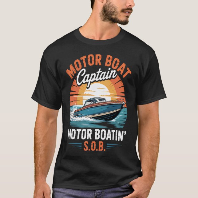 Bootsführer Motorbootfahren T-Shirt (Vorderseite)