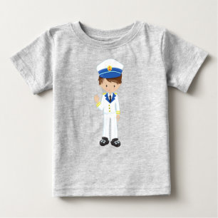 Bootsführer, Skipper, Braunhaar, Niedlicher Junge Baby T-shirt