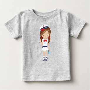 Bootsführer, Skipper, Niedliches Mädchen, braune H Baby T-shirt
