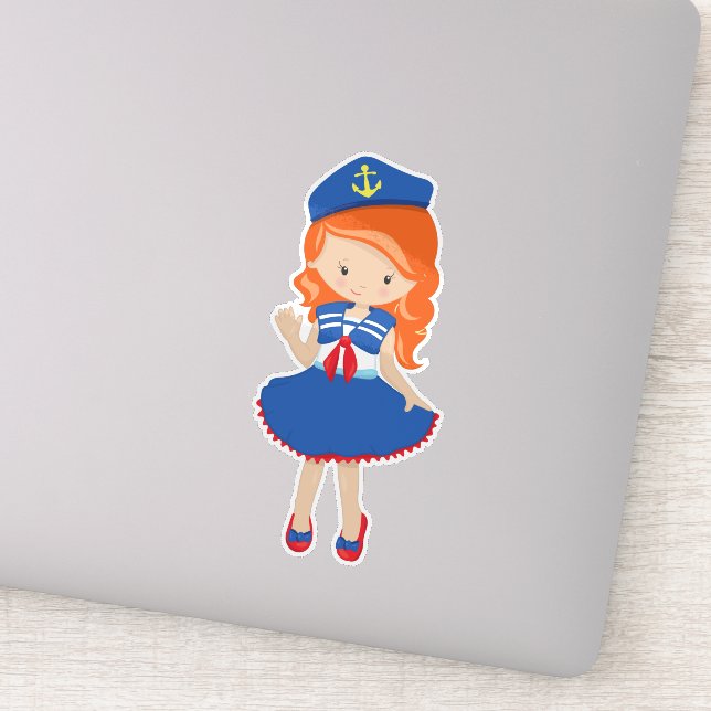 Bootsführer, Skipper, Orange Hair, Niedliches Mädc Aufkleber (Detail)