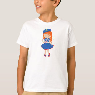 Bootsführer, Skipper, Orange Hair, Niedliches Mädc T-Shirt
