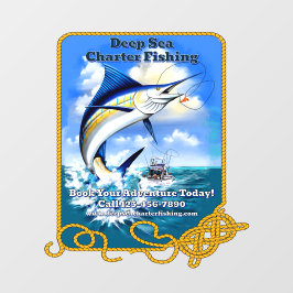 Bootsgeschäft für den Sportfischfang im Meer Fensteraufkleber