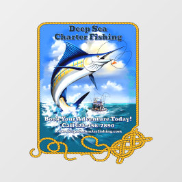 Bootsgeschäft für den Sportfischfang im Meer Fensteraufkleber