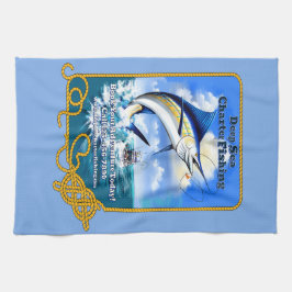 Bootsgeschäft für den Sportfischfang im Meer Geschirrtuch