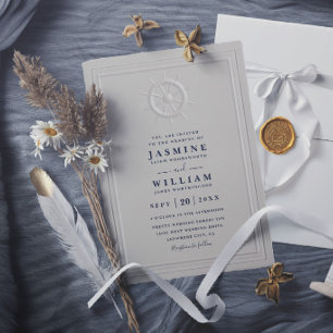 Bootshelm Faux-Prägung Elegant QR-Code Hochzeit Einladung